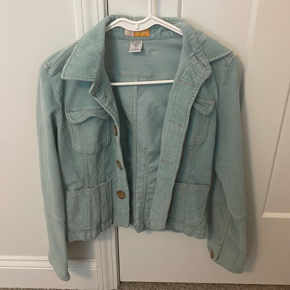 Green cropped corduroy jacket